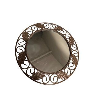 VTG Pier1 Bronze Leaf And Scrolls Round Mirror